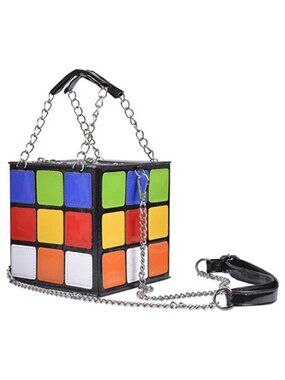 Cute PU Leather Cube Handbag Crossbody Shoulder Bag